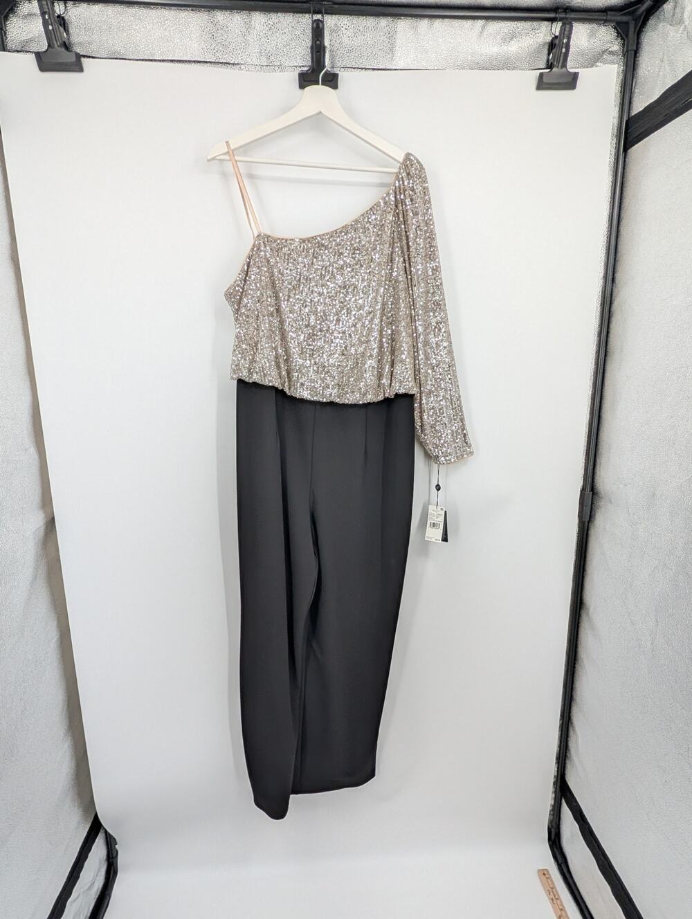 NWT Adrianna Papell One Shoulder Sequin Jumpsuit 16W Mother Of Bride Resort